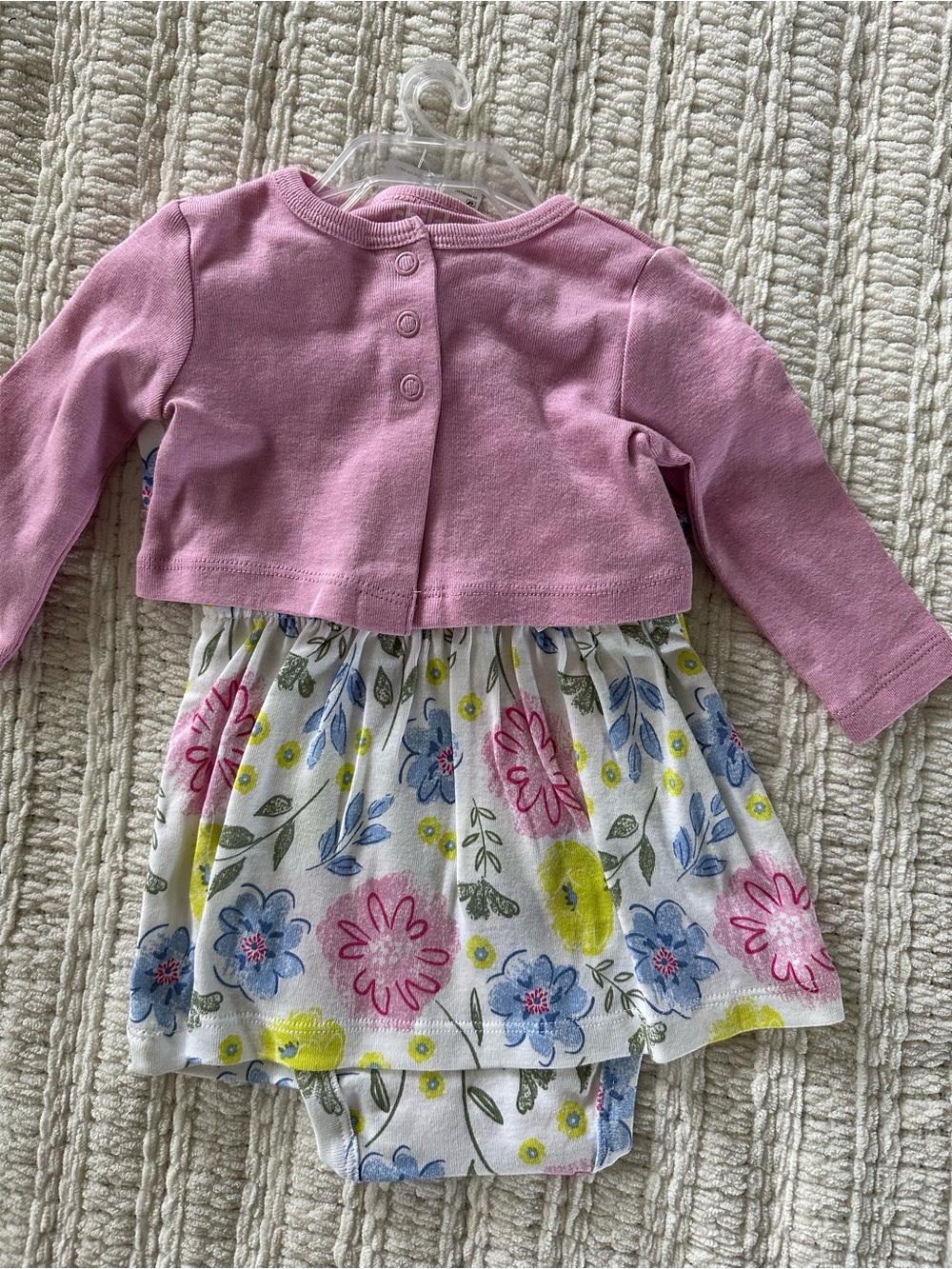 Carter's Pink Cardigan with Multi-Color Floral Dress